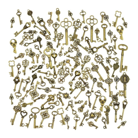 Bothyi - 125X Encantos De Llave De Esqueleto De Estilo Vintage Bronce Aleación De Zinc Pequeño Para Collar