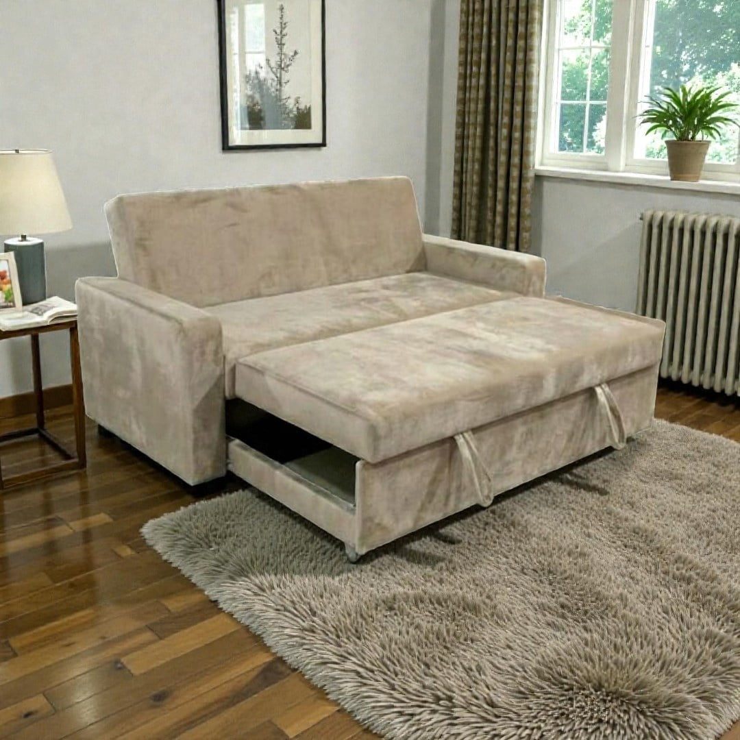 Diseños Valestrini - Sofa Cama Milano Tres Posiciones Felpa Beige