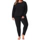 thumbnail image 1 of Agnes Orinda Conjunto de Ropa Interior Térmica para Mujer de Talla Grande con Forro de Felpa, Camiseta de Manga Larga y Leggings, Ropa de Descanso Suave, Talla Grande, Negro, 1 of 6