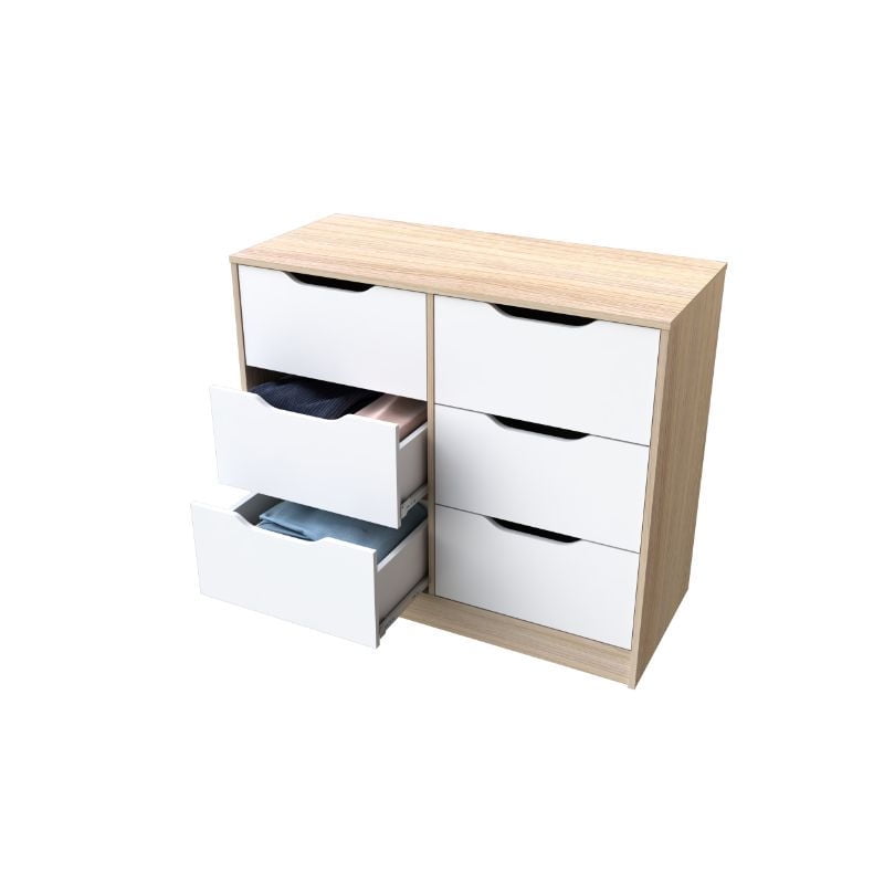 Cic - Cómoda 6 Cajones Olmo - Blanco