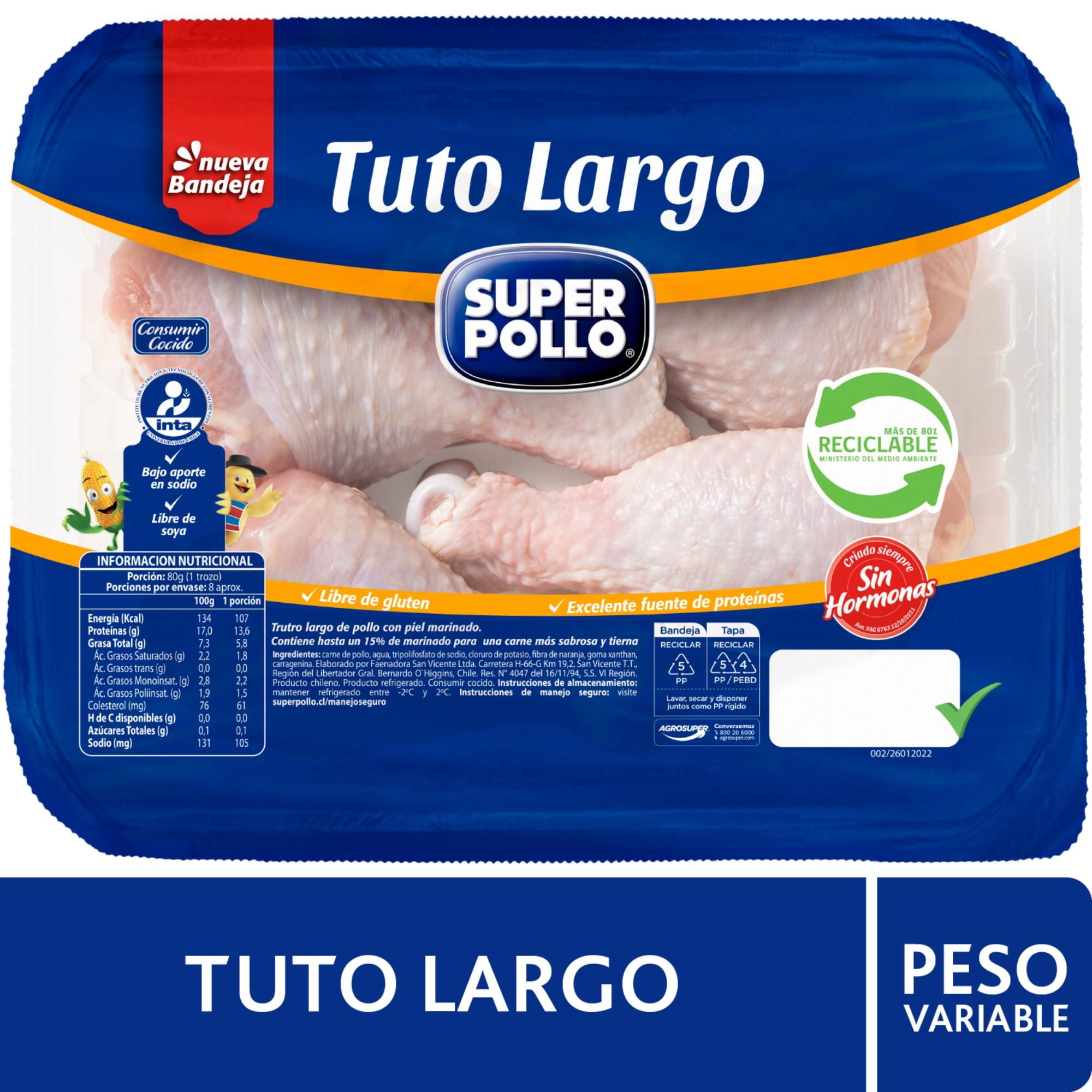 Pollo Trutro Largo Envasado 700 g Super Pollo