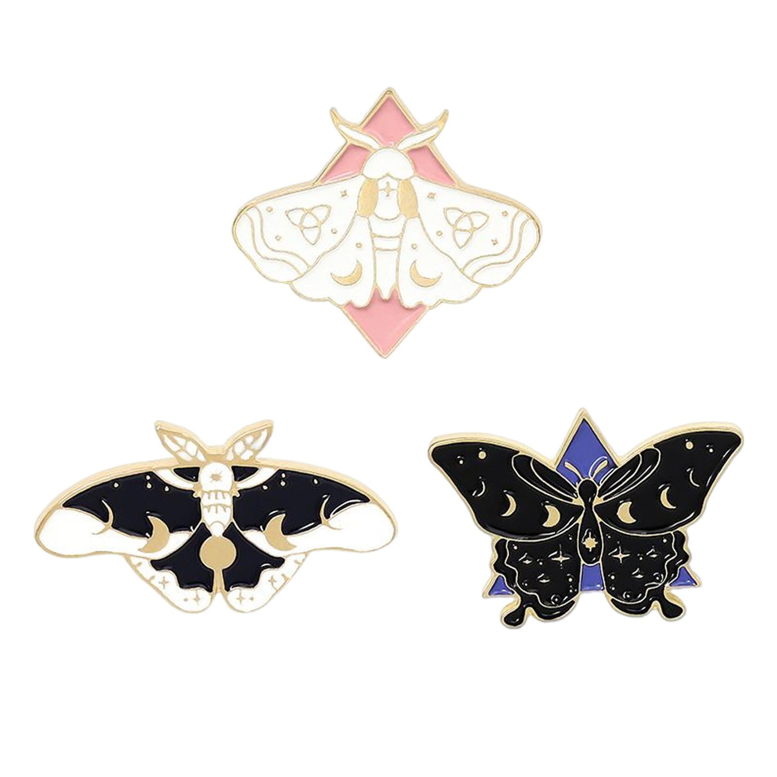Magideal - 3x Dibujos Animados Mariposa Polilla Esmalte Pines Set Steampunk Diy Decoración Joyería Solapa Pin Broches Insignia Para Ropa Bolsas Bufanda Mochilas