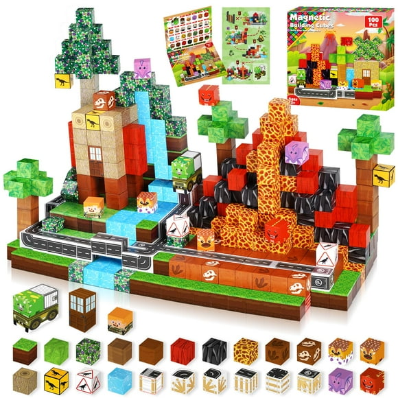 Bloque magnético World Goody King Dinosaur Volcano, 100 unidades