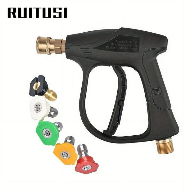 1pc High Pressure Washer Gun 5 Color Quick Connect Nozzles & M22 Hose Connector Get Professional Cleaning Results, 3000 PSI, Watering Equipment