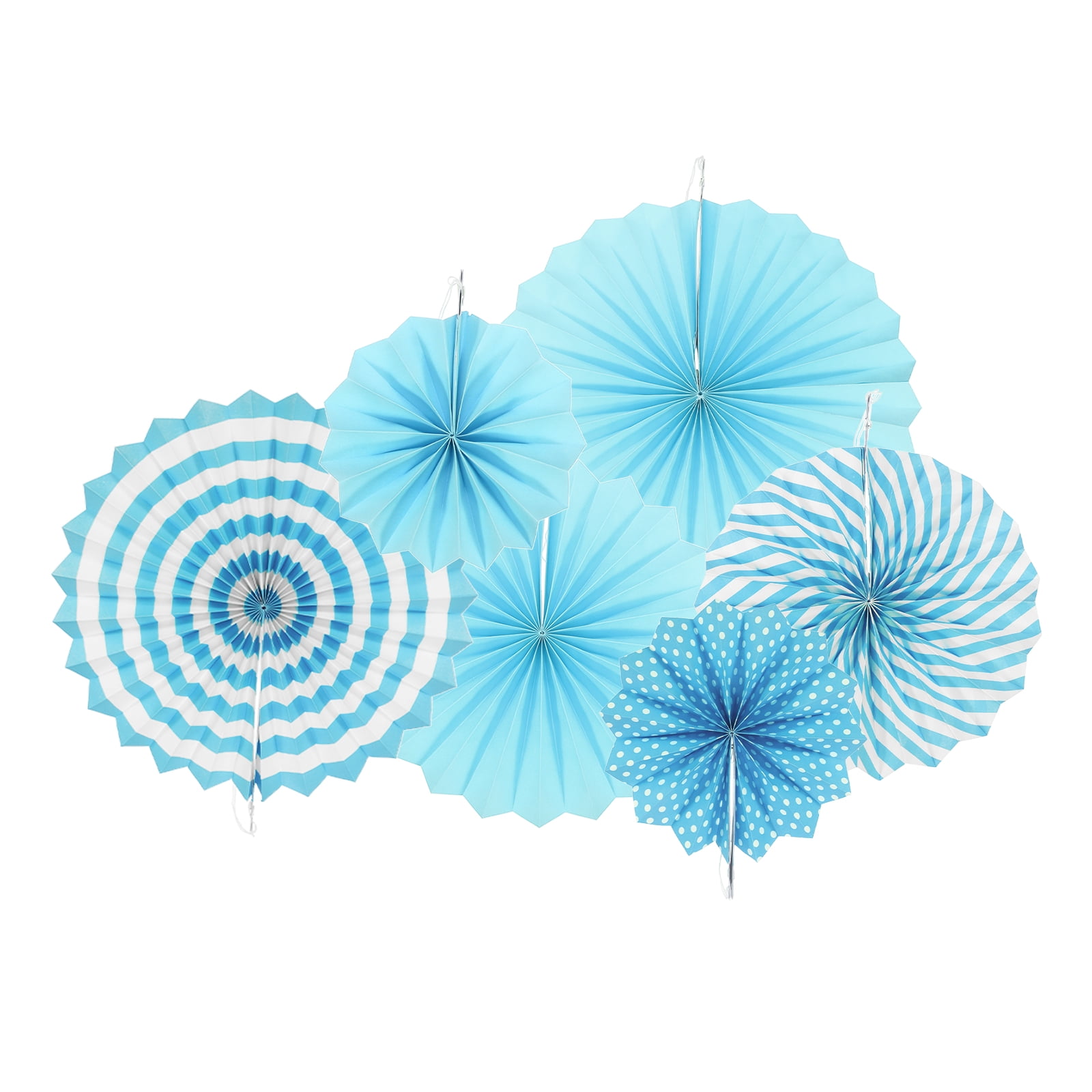 Decoración Uxcell Set Abanicos De Papel Colgantes Azul 6 Piezas