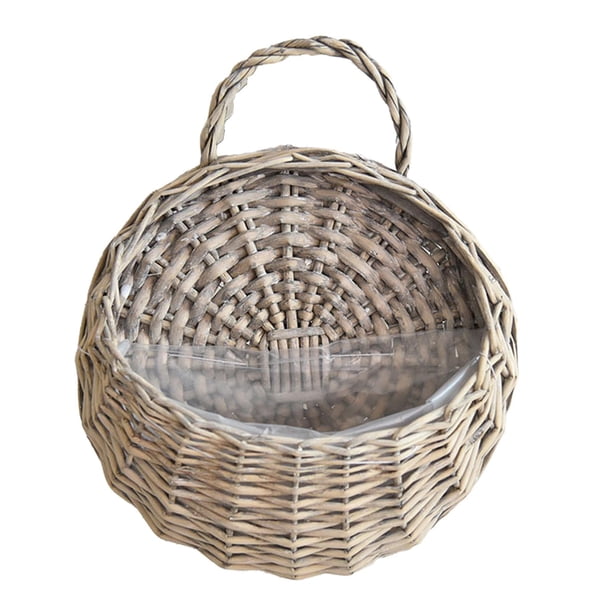 Cesta colgante tejida, maceta colgante, cesta de almacenamiento redonda, soporte rústico para flores, maceta para Patio, porche, jardín, hogar, balcón M