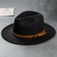 thumbnail image 3 of Men's Retro Felt Woolen Top Hat, Leather Buckle Accessory, Jazz Hats, 3 of 3
