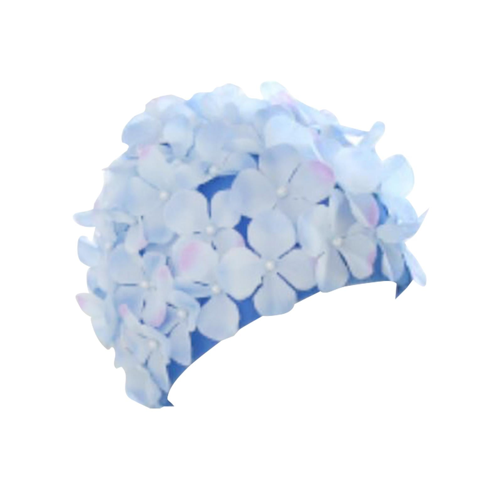 Magideal - Flor Gorro De Baño Gorros De Baño Moda Ligero Niñas Portátil Floral Pétalo Sombrero De Natación Gorros De Natación Para Accesorios De Vacaciones Pelo Azul