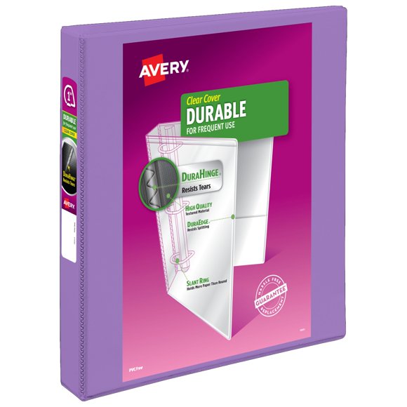 Binder Avery Durable View, 3 anillos inclinados de 2,54 cm, color lavanda