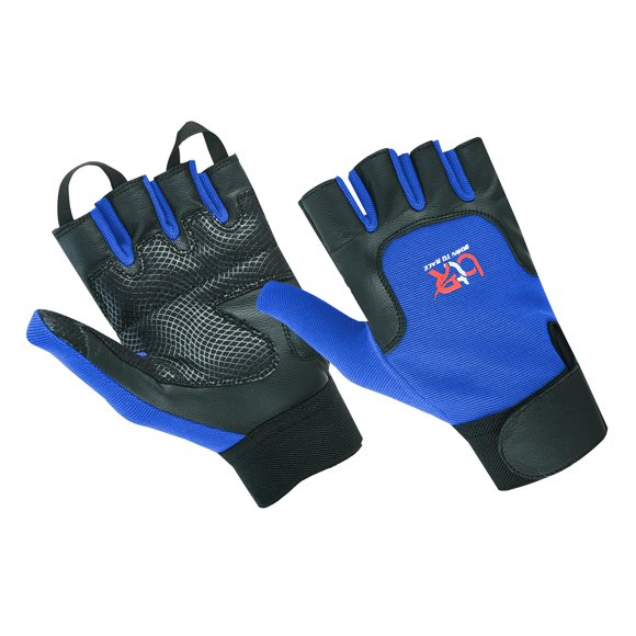 Guantes BTR BORN TO RACE sin dedos, palma de cuero, color azul, talla XS