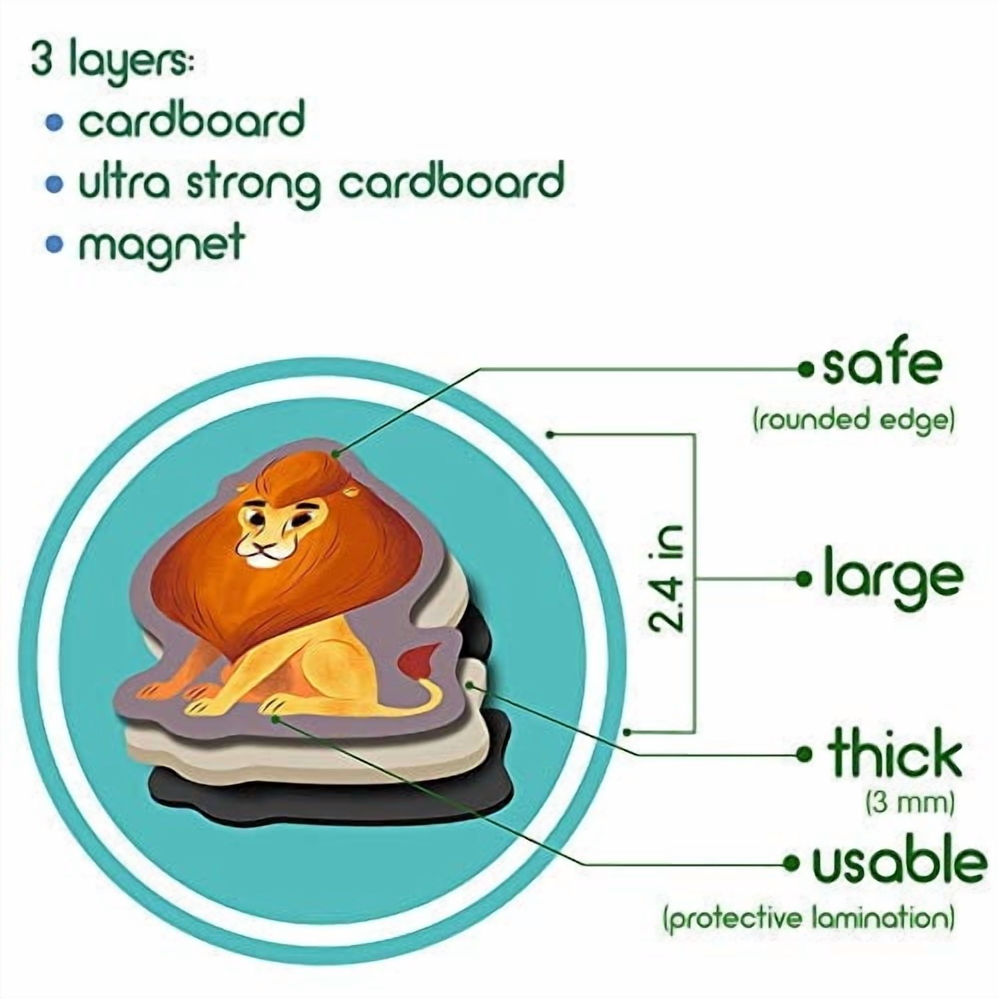 Magdum Zoo Animal Magnets Para Niños - Refugio Grande Refinete De Nevera Para Niños