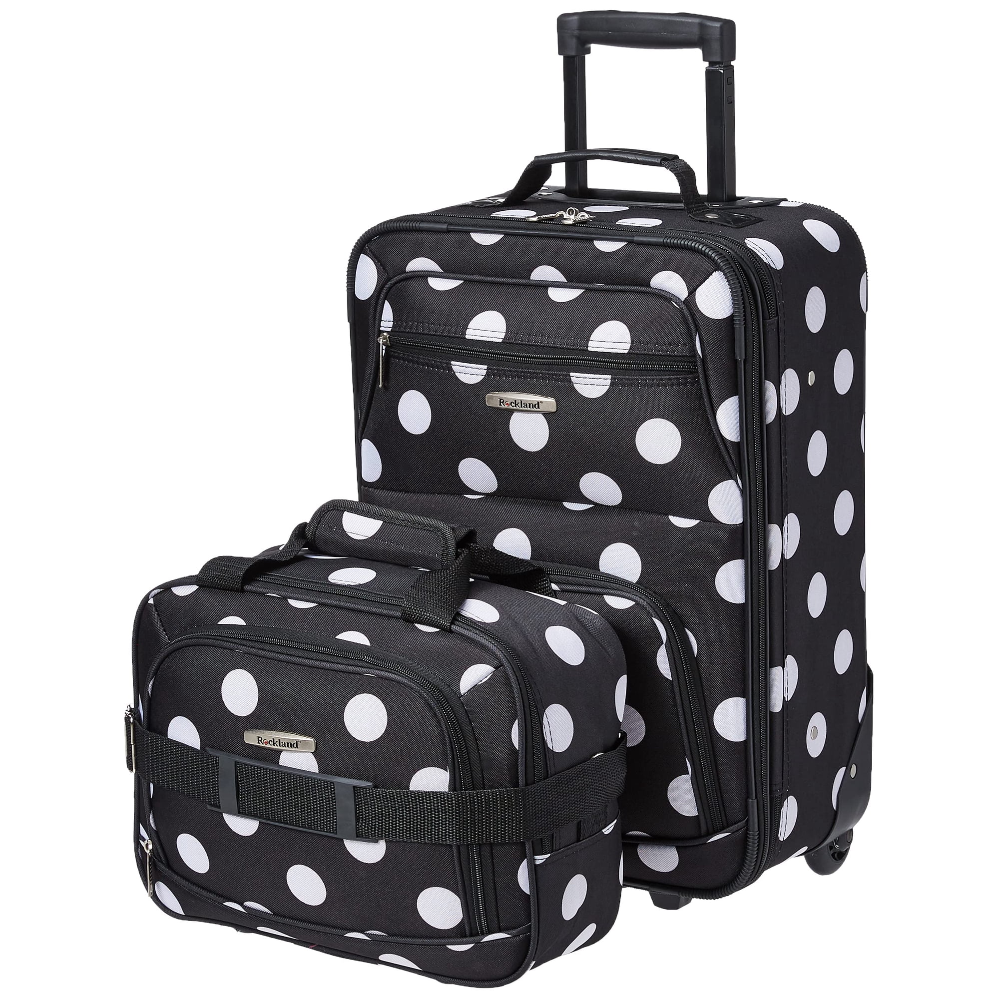 Juego De Equipaje Rockland Fashion Softside Upright De 2 Piezas Black Dot