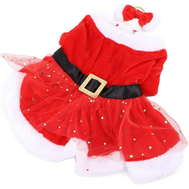 Ropa Para Mascotas De Papá Noel, Vestido De Navidad Para Mascotas, Falda Para Cachorros, Ropa Para Gatos Calientes, Ropa Para Fiestas Para Mascotas, Para Perros Y Gatos, Rojo, S