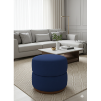 Muebles New - Puff Giratorio Azul Lino