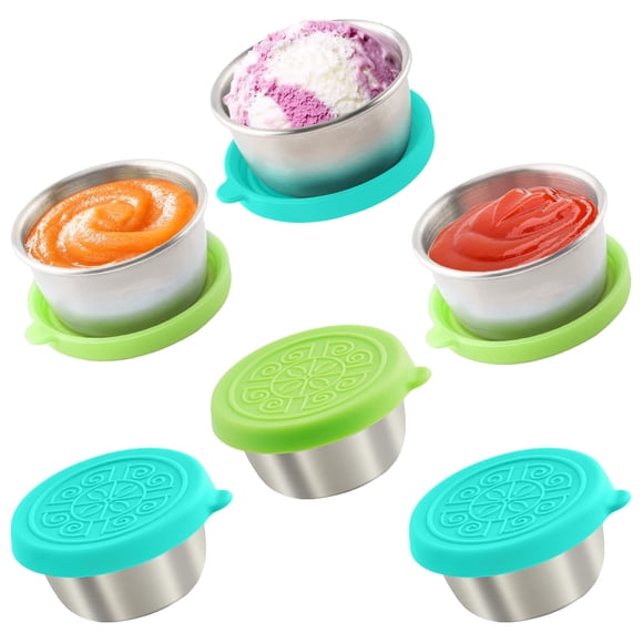 Recipientes para aderezos para ensaladas Qukaka, 50 ml, acero inoxidable, 6 unidades