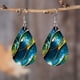 thumbnail image 2 of Creative Shell Texture 3D Painting Teardrop Dangle Earrings, PU Leather Jewelry For Women, 2 of 3