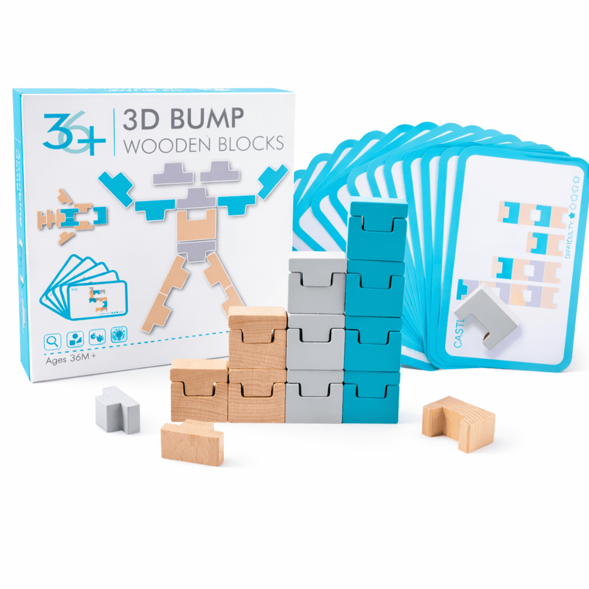 Linea Sport - Bloques De Construcción Madera 3d Encajables 24 Piezas
