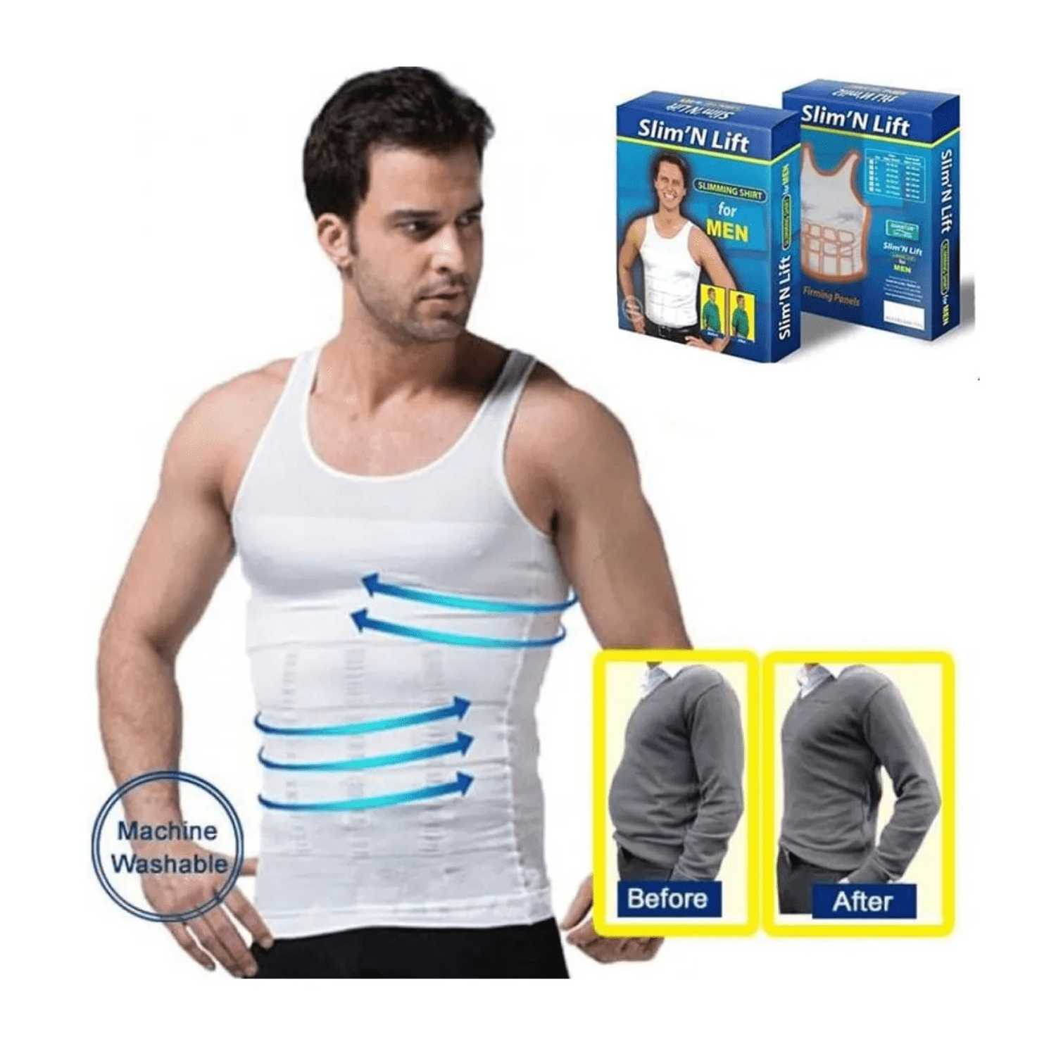 Genérico - Camiseta Polera Faja Reductora Hombre Color Blanco Talla M