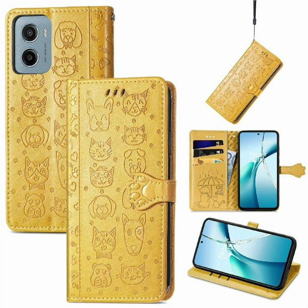 Funda Cartera FOXDOCK para Motorola Moto G05 , Flip PU con Relieve de Gatos y Perros, Tarjetero y Soporte