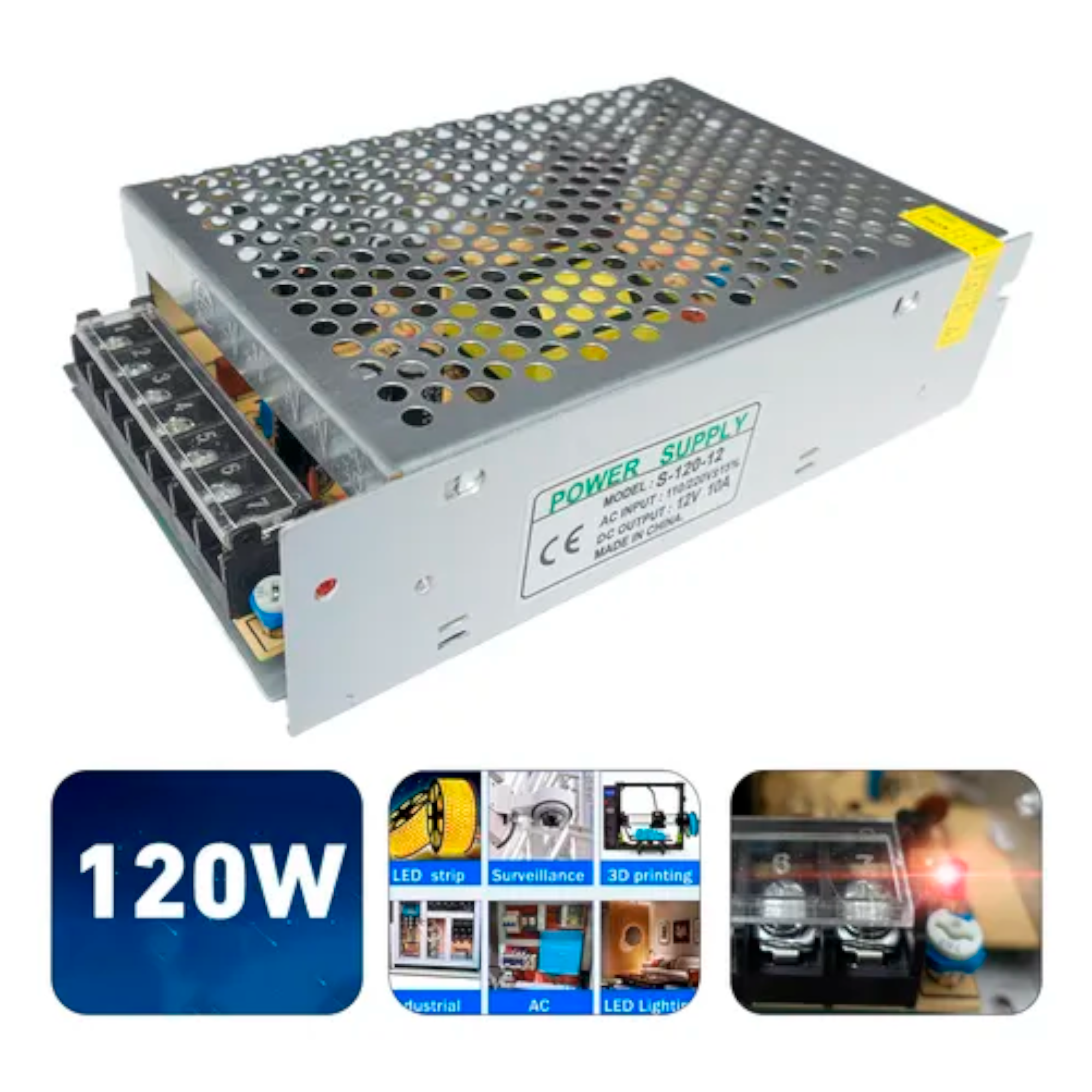 Genérico - Fuente Poder 12V 10A 120W Transformador 220V Camaras Cinta