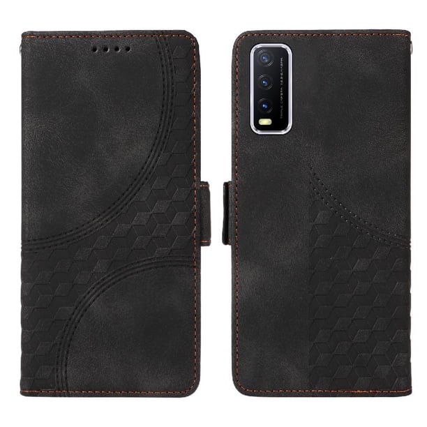 Carcasa FOXDOCK Vivo Y20 de cuero PU, diseño acolchado clásico, protección contra caídas y rayones
