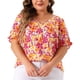 thumbnail image 1 of Agnes Orinda Blusas de Verano Casuales de Talla Grande para Mujer con Estampado Floral, Cuello en V, Manga Corta con Volantes 3X Rosa, 1 of 8