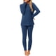 thumbnail image 2 of INSPIRE CHIC Conjuntos de Pijama para Mujer Tejido de Canalé Manga Larga Top Pantalones Conjunto Casual de Salón Conjunto de 2 Piezas Conjuntos a Juego Ropa de Dormir S Azul Marino, 2 of 6