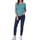 thumbnail image 2 of INSPIRE CHIC Camisetas de Mujer Mangas al Codo Cuello de Barco Ajuste Ceñido Camisetas Casual Verde Mar L, 2 of 6