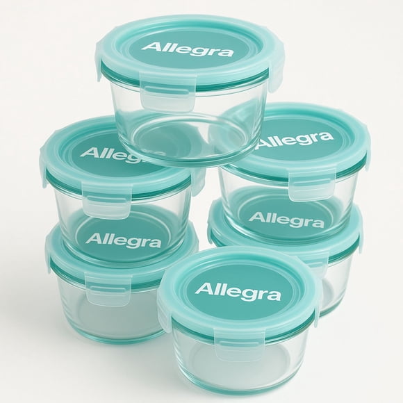 6 Mini Potes De Vidrio Hermeticos Apilables Snack 165ml