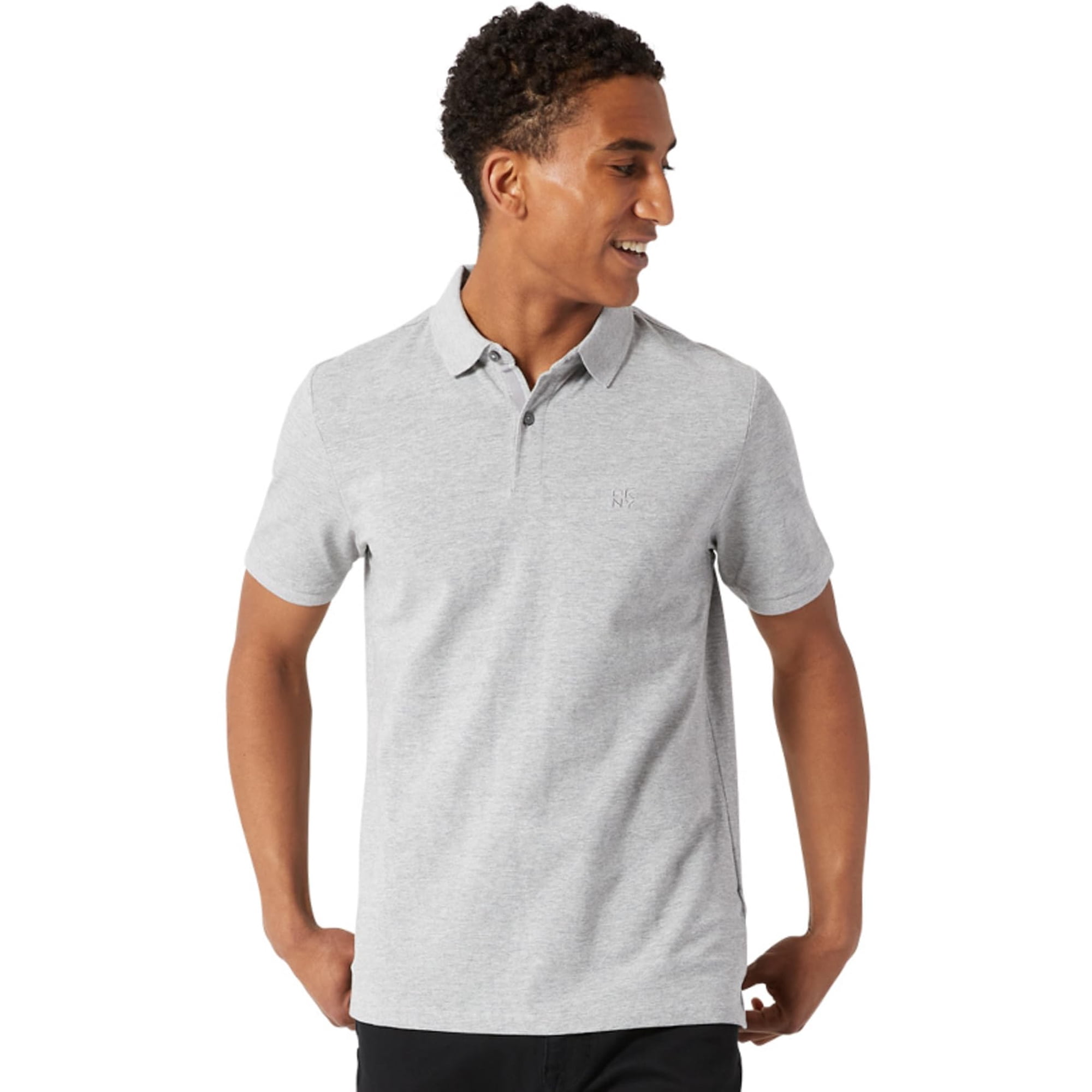 Camiseta Polo Dkny Modern Fit Secado Rápido En Gris Jaspeado