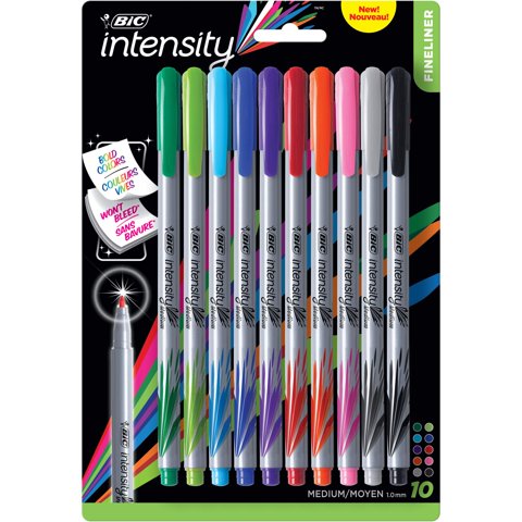 Rotuladores Bic Intensity Fineliner, Punta Media, 0,7 Mm, 10 Unidades