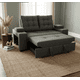thumbnail image 1 of Sofá Cama Confort Plus 2 Plazas Lino Gris Oscuro Reclinable con Baúl y Cojines, 1 of 4
