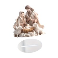 Magideal - Centro De Mesa Navideño Con Diseño De Nacimiento De Jesús, 7,3 X 7 Pulgadas, Tradicional, Versátil, Religioso, Con Soporte, Figura Acrílica Plana 2D