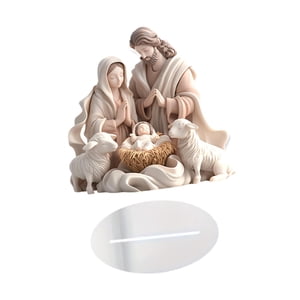 Magideal - Centro De Mesa Navideño Con Diseño De Nacimiento De Jesús, 7,3 X 7 Pulgadas, Tradicional, Versátil, Religioso, Con Soporte, Figura Acrílica Plana 2D