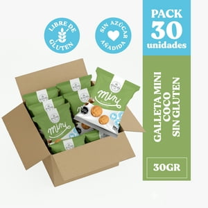 Ecovida S.A - Galleta Mini Coco Sin Gluten Y Sin Azúcar 30Gr - Caja 30 Unid