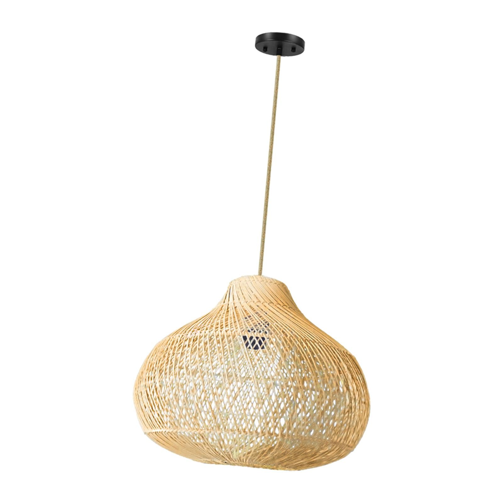 Magideal - Pantalla De Lámpara Colgante De Ratán Rústico Con Cordón Ajustable, Pantalla De Luz De Techo Colgante Hecha A Mano Para Restaurante, Dormitorio,