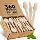 thumbnail image 1 of Juego de utensilios de madera desechables, 360 piezas (120 tenedores, 120 cucharas, 120 cuchillos), 1 of 7