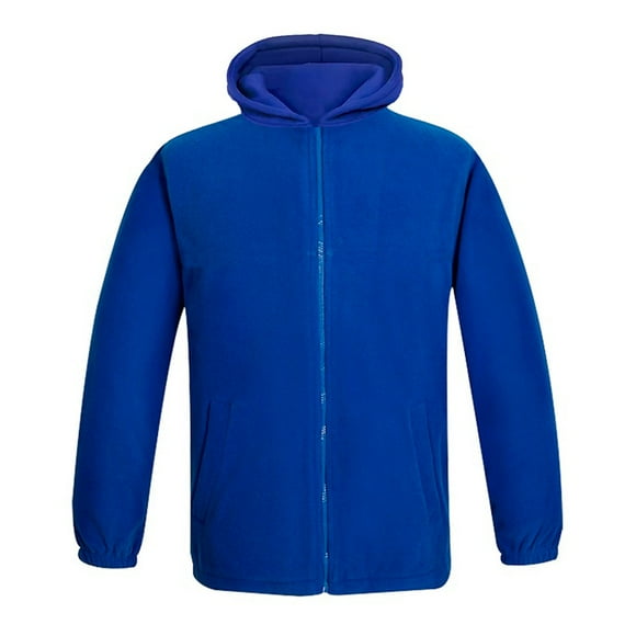 Poleron Polar Azul Escolar Unisex Bolsillo Y Capucha