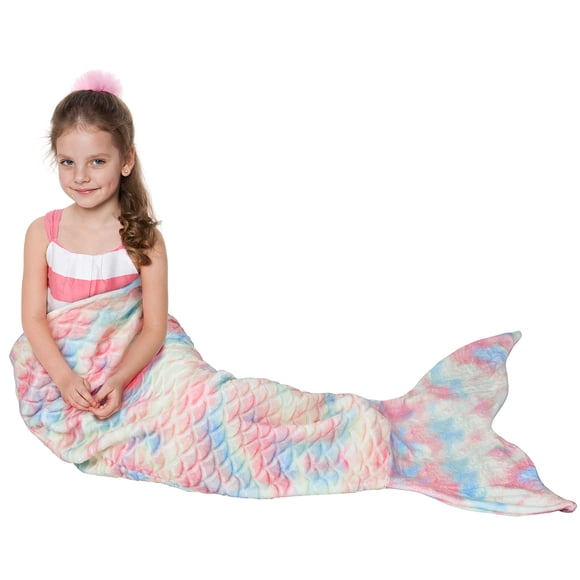 Manta Catalonia Kids con forma de cola de sirena, algodón de azúcar, franela
