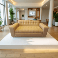 Muebles New - Sofa Tres Cuerpos Mostaza Lino