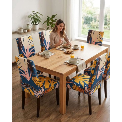 Mylhogar - Juegos De 6 Fundas Para Sillas Con Diseño Elastico