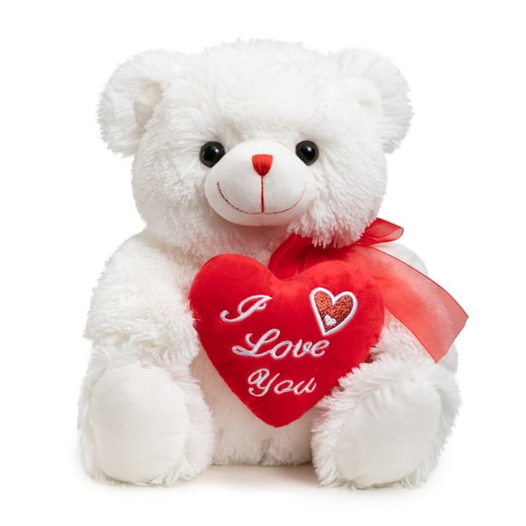 Peluche HollyHome - Oso de peluche «I Love You», 30 cm, color blanco