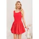 thumbnail image 1 of Mini Vestido Corto Mujer Sin Manga Falda Acampanada Unicolor 3364, 1 of 3