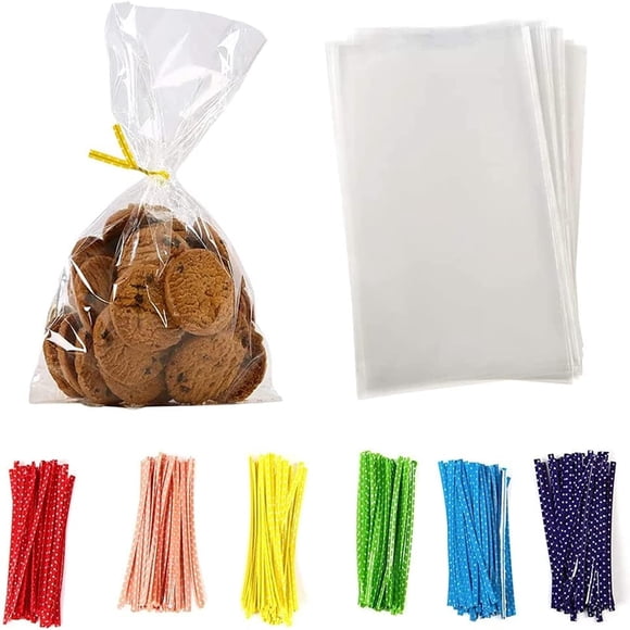 Bolsas de Regalo Brandon-super 100 Piezas 20x15 cm Transparentes con Cintas