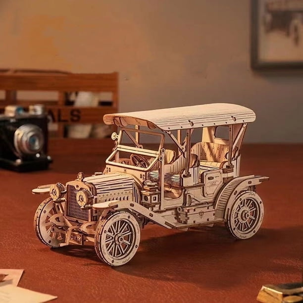 DIY Handmade Wooden Puzzle Retro Vintage Car Simulation Creative Toy Car Model Desktop Decoration