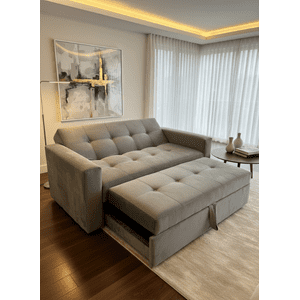 Muebles New - Sofa Cama Novus Tres Posiciones Gris Felpa