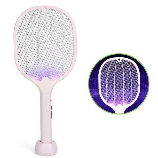 2-in-1 Rechargeable Bug Zapper Racket - Lightweight & Easy to Use for Indoor & Outdoor Pest Control!