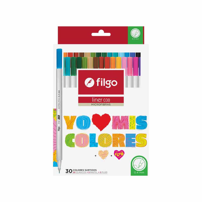 Tiralíneas Liner 038 0.4 / Estuche 30 Surtido Filgo