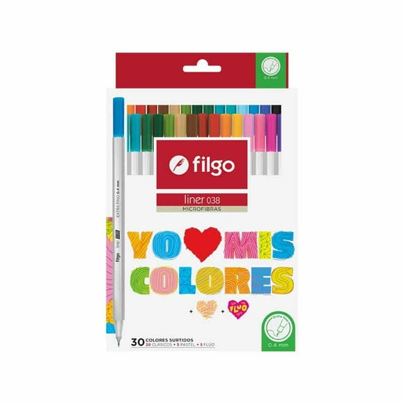 Lápices Tiralíneas Liner, Set 30 Colores surtidos 038 4.0 filgo