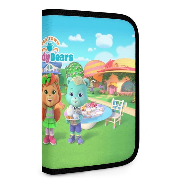 Tea Town Teddy Bears Bolsa de Almacenamiento Plegable Portátil con Compartimentos, Organizador de Herramientas Multi-Bolsillo, Uso Dual Viaje y Hogar 26.5*17.8cm